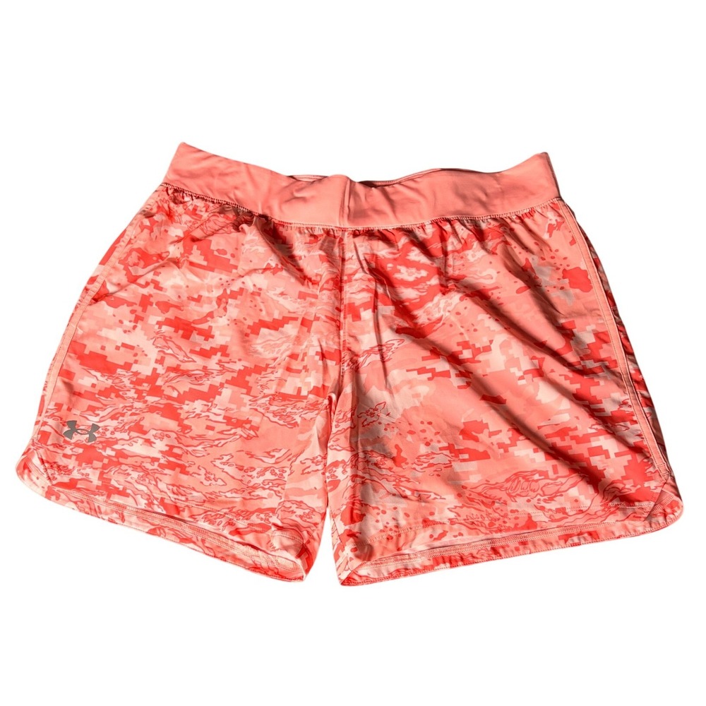 Under Armour Speedpocket Running Shorts Mens XXL Coral Pink Digital Camo Fitted